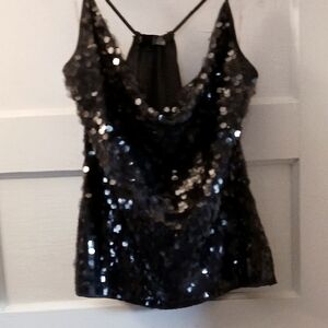 Black Gray Sequin Halter Top
